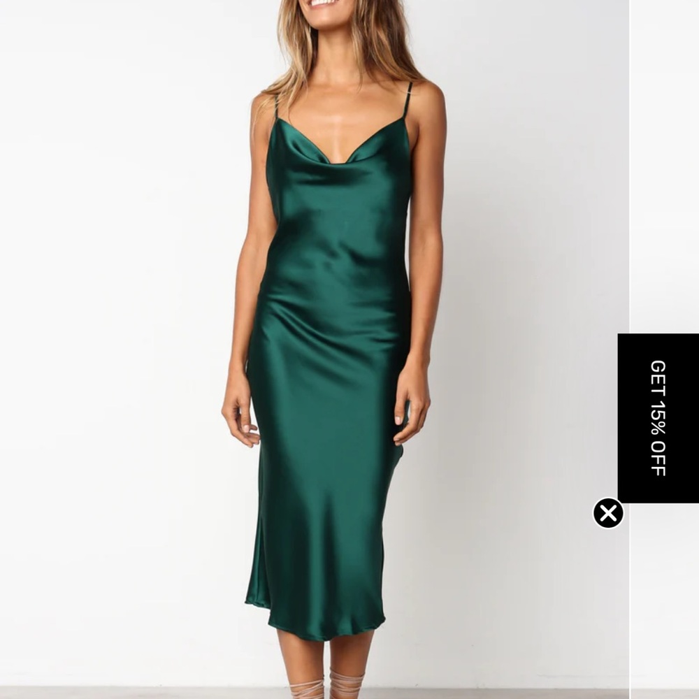 Princess Polly emerald green midi-length cowl neck dress